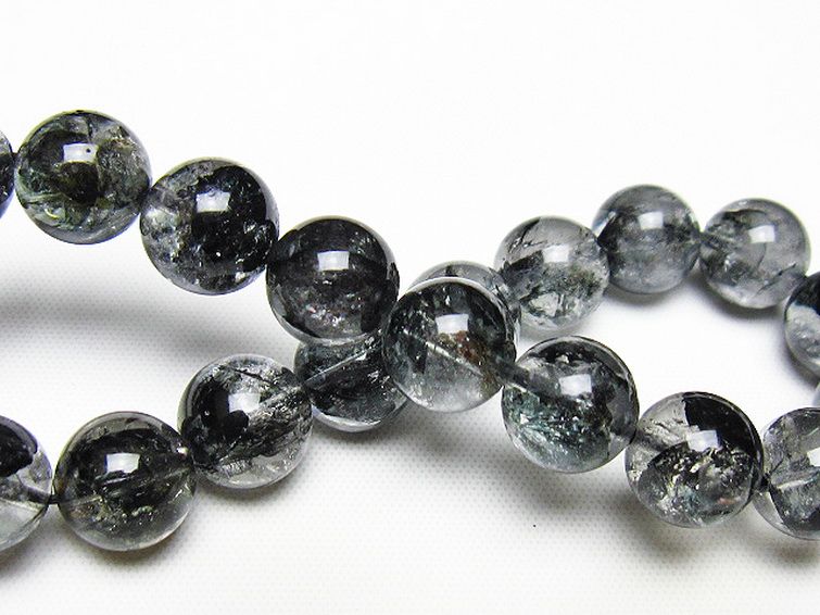 ブラックエレスチャルクォーツ 骸骨水晶 ブレスレット 10mm [t124-5362] 2枚目
