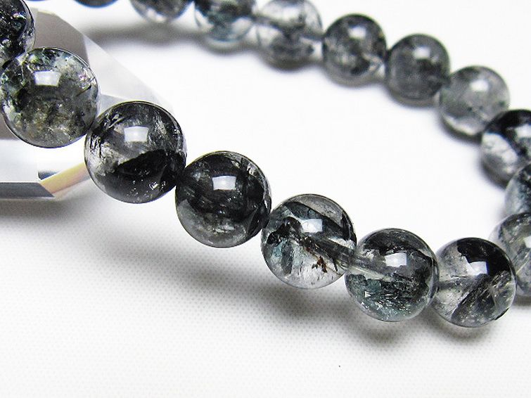 ブラックエレスチャルクォーツ 骸骨水晶 ブレスレット 10mm [t124-5362] 3枚目