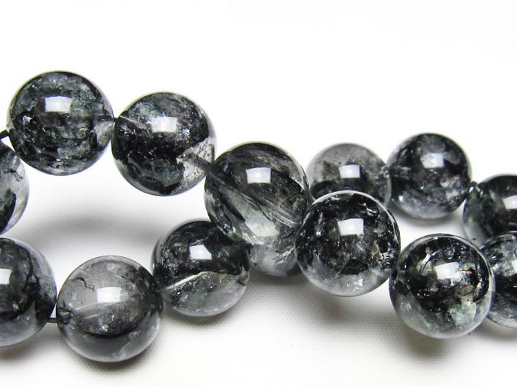 ブラックエレスチャルクォーツ 骸骨水晶 ブレスレット 16mm [t124-5364] 2枚目