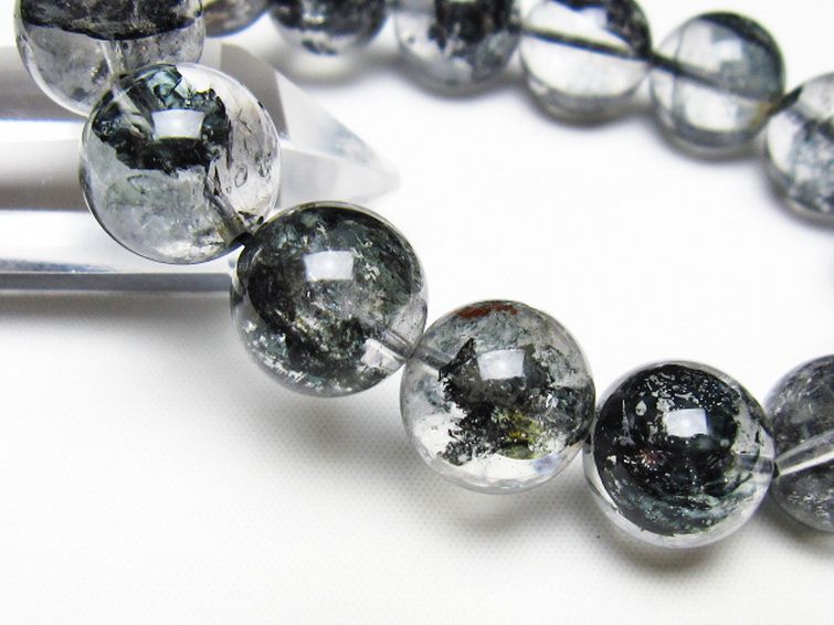 ブラックエレスチャルクォーツ 骸骨水晶 ブレスレット 15mm [t124-5370] 3枚目