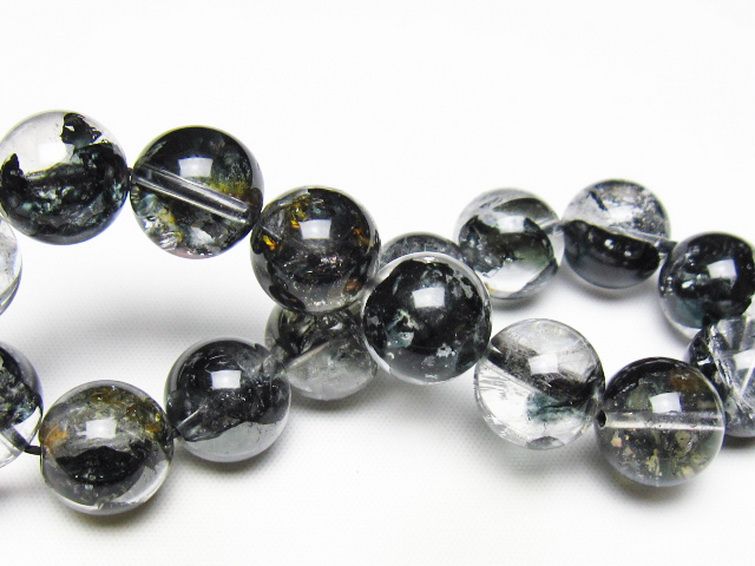 ブラックエレスチャルクォーツ 骸骨水晶 ブレスレット 13mm [t124-5387] 2枚目