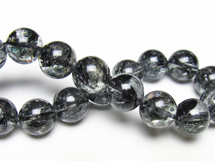 ブラックエレスチャルクォーツ 骸骨水晶 ブレスレット 12mm [t124-5392] 2枚目