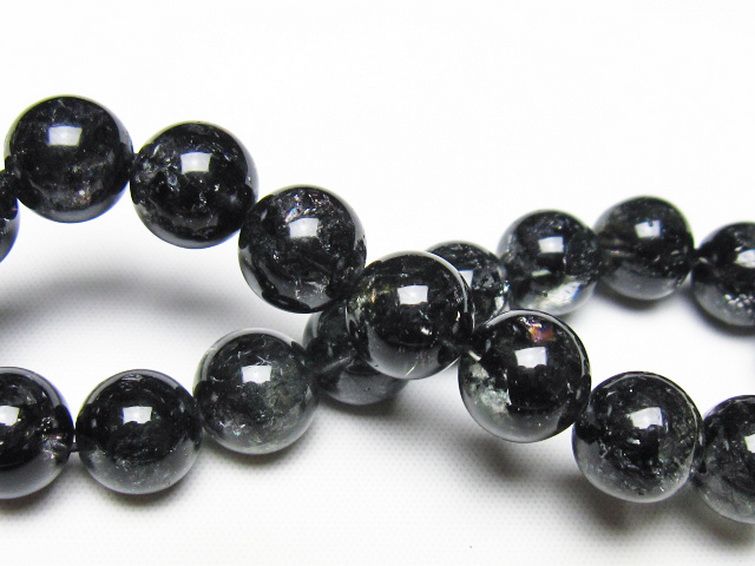 ブラックエレスチャルクォーツ 骸骨水晶 ブレスレット 11mm [t124-5394] 2枚目