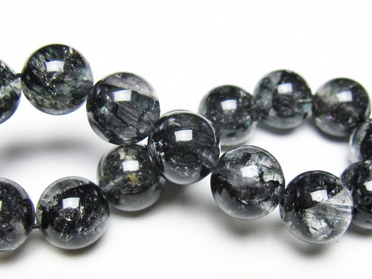ブラックエレスチャルクォーツ 骸骨水晶 ブレスレット 13mm [t124-5396] 2枚目