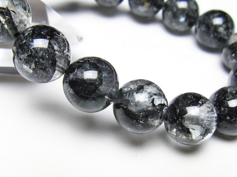 ブラックエレスチャルクォーツ 骸骨水晶 ブレスレット 13mm [t124-5396] 3枚目