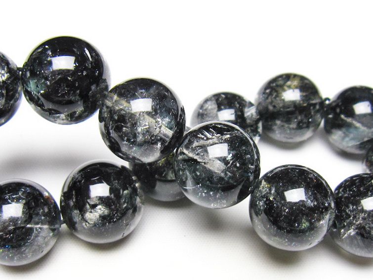 ブラックエレスチャルクォーツ 骸骨水晶 ブレスレット 17mm [t124-5405] 2枚目