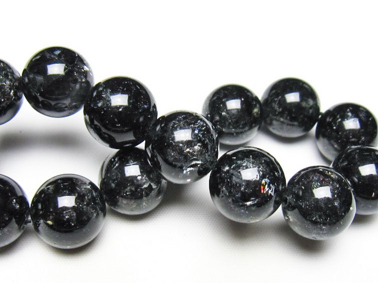 ブラックエレスチャルクォーツ 骸骨水晶 ブレスレット 14mm [t124-5406] 2枚目