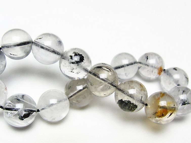 ブラックエレスチャルクォーツ 骸骨水晶 ブレスレット 13mm [t124-5462] 2枚目