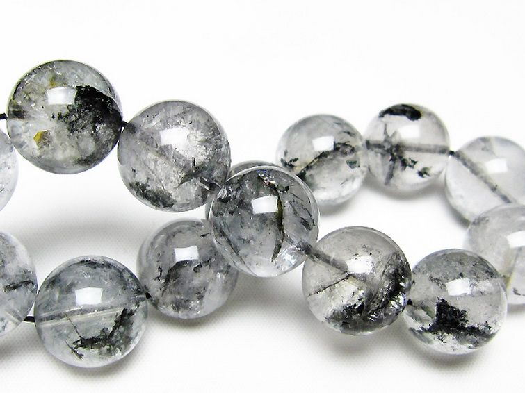 ブラックエレスチャルクォーツ 骸骨水晶 ブレスレット 16mm [t124-5516] 2枚目