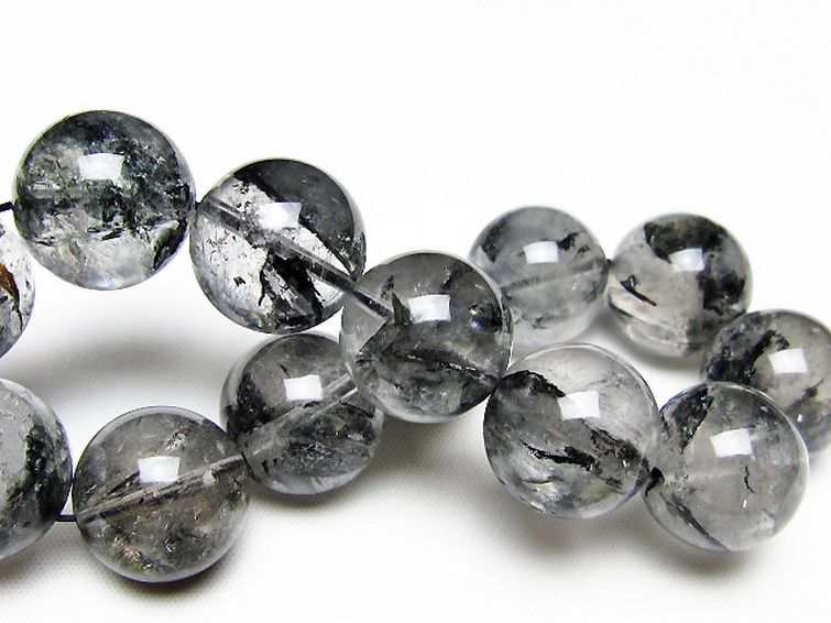ブラックエレスチャルクォーツ 骸骨水晶 ブレスレット 17mm [t124-5523] 2枚目
