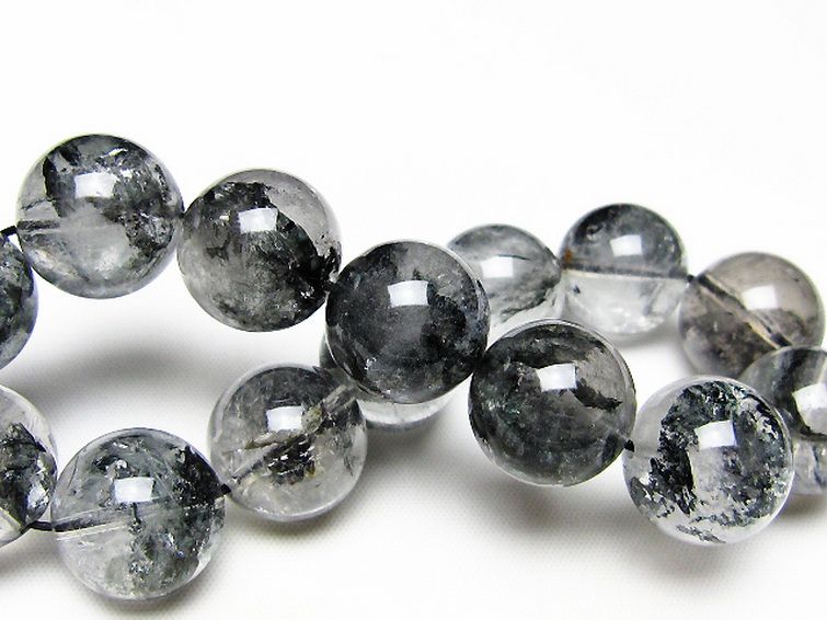 ブラックエレスチャルクォーツ 骸骨水晶 ブレスレット 16mm [t124-5527] 2枚目
