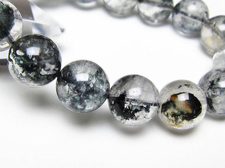 ブラックエレスチャルクォーツ 骸骨水晶 ブレスレット 14mm [t124-5538] 3枚目
