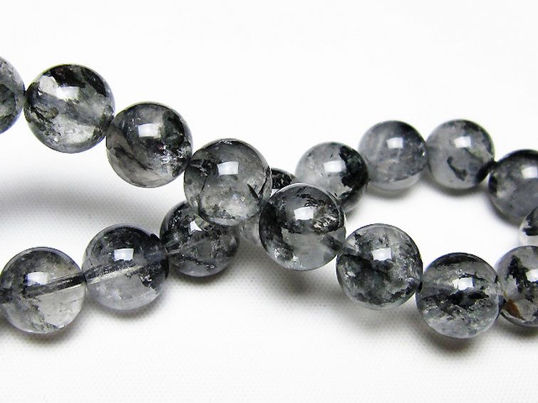 ブラックエレスチャルクォーツ 骸骨水晶 ブレスレット 10mm [t124-5549] 2枚目