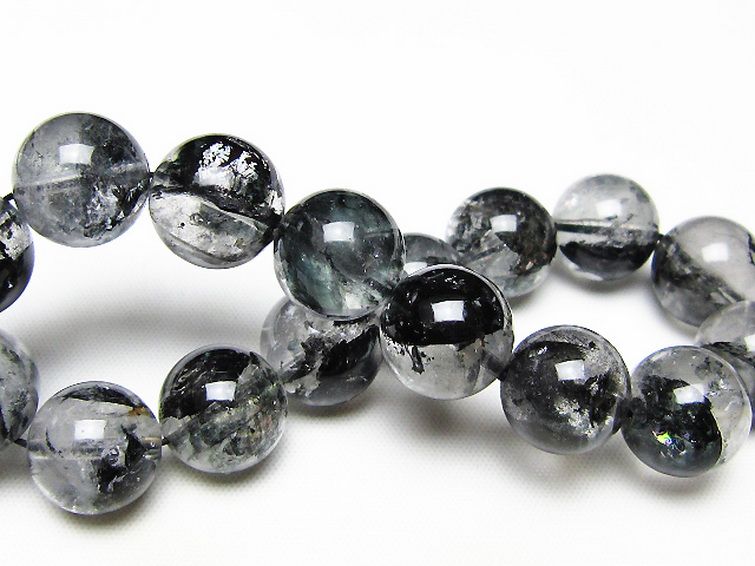 ブラックエレスチャルクォーツ 骸骨水晶 ブレスレット 13mm [t124-5563] 2枚目