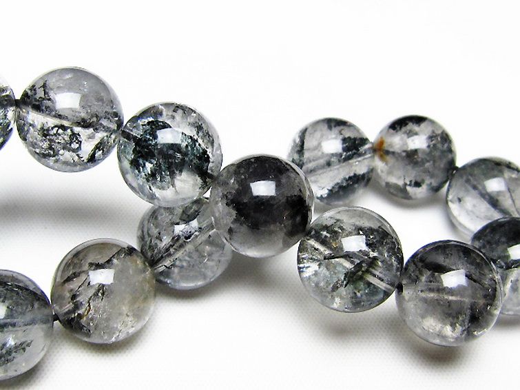 ブラックエレスチャルクォーツ 骸骨水晶 ブレスレット 14mm [t124-5564] 2枚目
