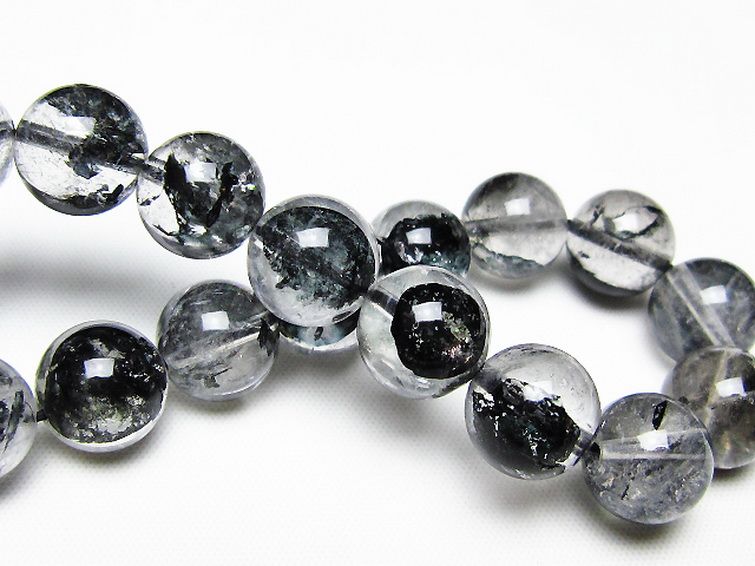 ブラックエレスチャルクォーツ 骸骨水晶 ブレスレット 12mm [t124-5588] 2枚目