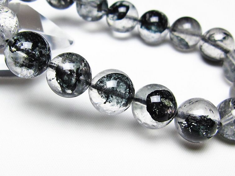 ブラックエレスチャルクォーツ 骸骨水晶 ブレスレット 12mm [t124-5588] 3枚目