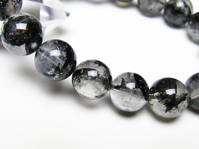 ブラックエレスチャルクォーツ 骸骨水晶 ブレスレット 12mm [t124-5615] 3枚目