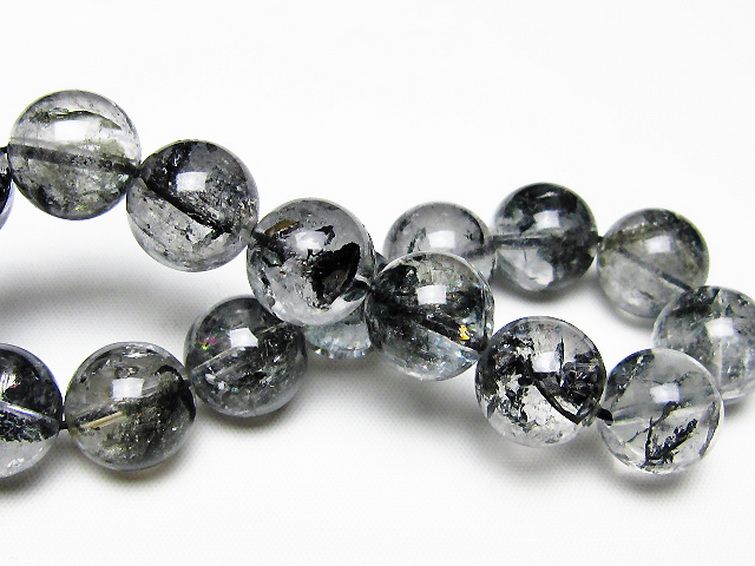 ブラックエレスチャルクォーツ 骸骨水晶 ブレスレット 14mm [t124-5618] 2枚目