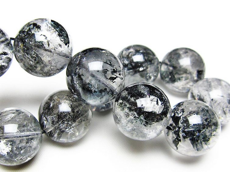 ブラックエレスチャルクォーツ 骸骨水晶 ブレスレット 19mm [t124-5632] 2枚目