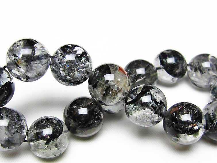 ブラックエレスチャルクォーツ 骸骨水晶 ブレスレット 15mm [t124-5639] 2枚目