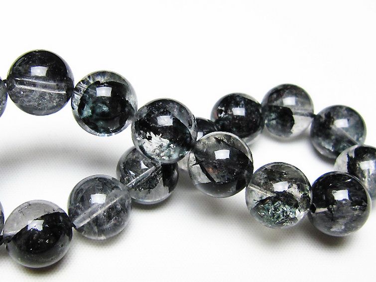 ブラックエレスチャルクォーツ 骸骨水晶 ブレスレット 12mm [t124-5647] 2枚目