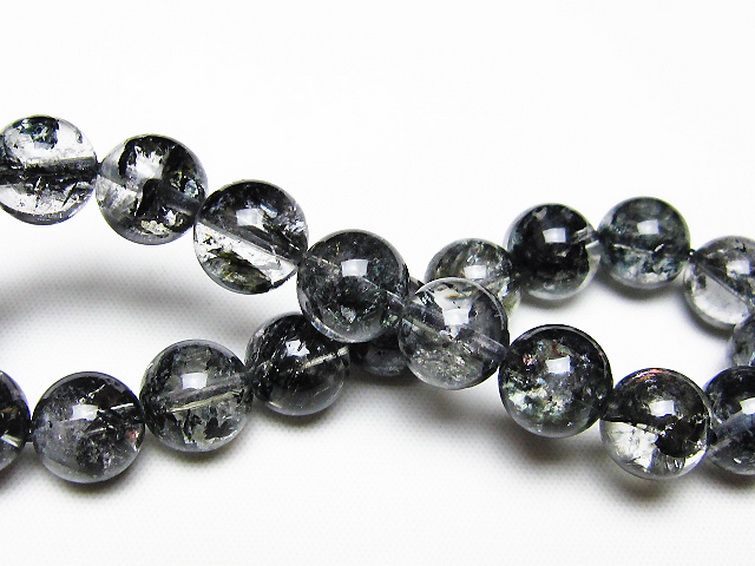 ブラックエレスチャルクォーツ 骸骨水晶 ブレスレット 10mm [t124-5667] 2枚目