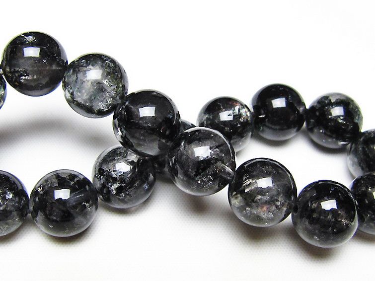 ブラックエレスチャルクォーツ 骸骨水晶 ブレスレット 12mm [t124-5672] 2枚目
