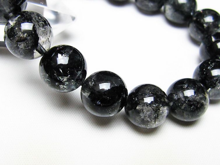 ブラックエレスチャルクォーツ 骸骨水晶 ブレスレット 12mm [t124-5672] 3枚目