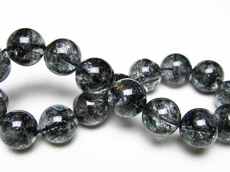 ブラックエレスチャルクォーツ 骸骨水晶 ブレスレット 12mm [t124-5673] 2枚目