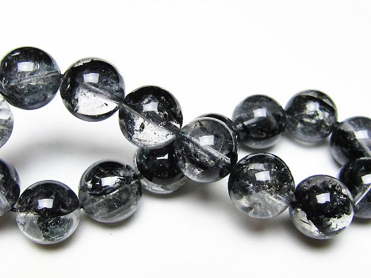 ブラックエレスチャルクォーツ 骸骨水晶 ブレスレット 13mm [t124-5677] 2枚目