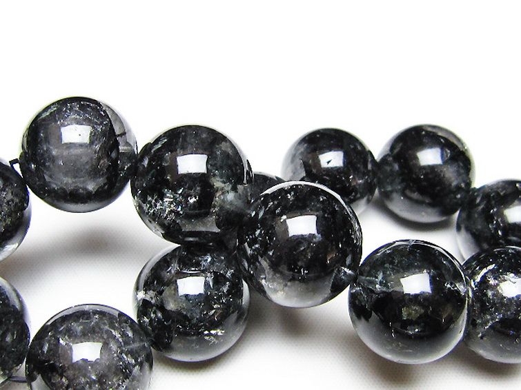 ブラックエレスチャルクォーツ 骸骨水晶 ブレスレット 18mm [t124-5690] 2枚目
