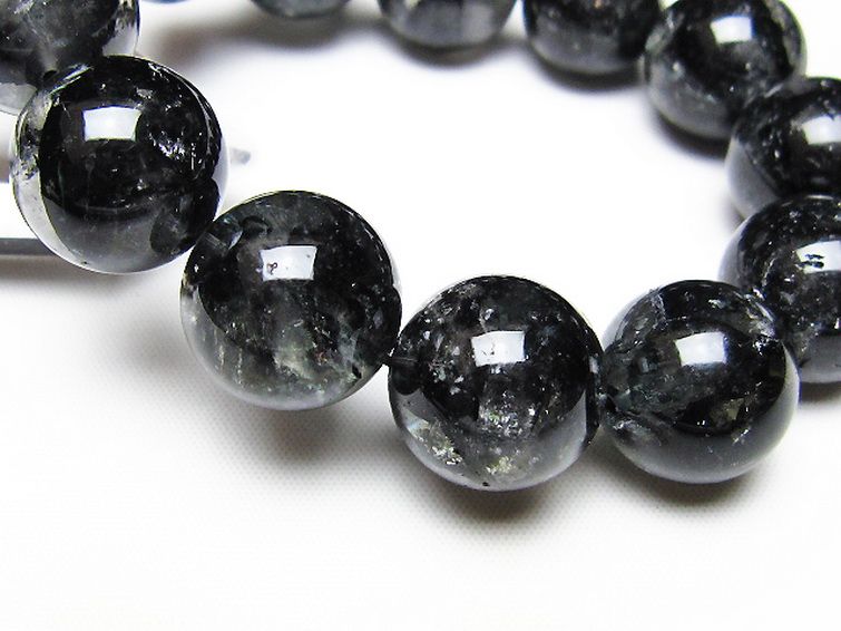 ブラックエレスチャルクォーツ 骸骨水晶 ブレスレット 18mm [t124-5690] 3枚目