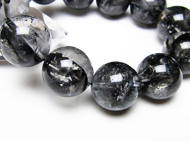 ブラックエレスチャルクォーツ 骸骨水晶 ブレスレット 18mm [t124-5691] 3枚目