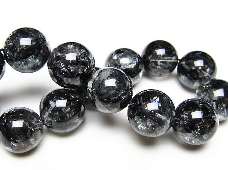 ブラックエレスチャルクォーツ 骸骨水晶 ブレスレット 16mm [t124-5695] 2枚目