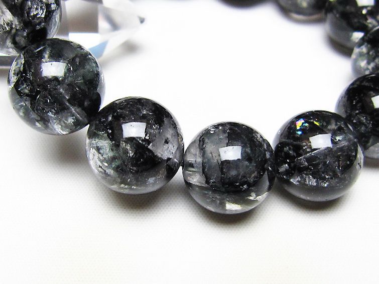 ブラックエレスチャルクォーツ 骸骨水晶 ブレスレット 16mm [t124-5695] 3枚目