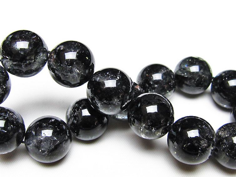 ブラックエレスチャルクォーツ 骸骨水晶 ブレスレット 15mm [t124-5701] 2枚目