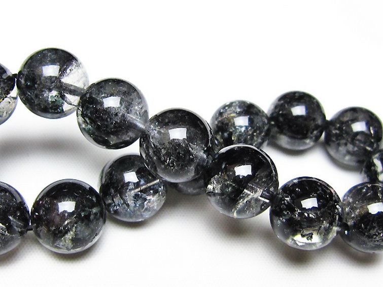 ブラックエレスチャルクォーツ 骸骨水晶 ブレスレット 13mm [t124-5707] 2枚目