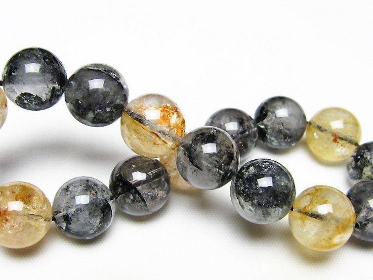ブラックエレスチャルクォーツ 骸骨水晶 ブレスレット 12mm [t124-5776] 2枚目