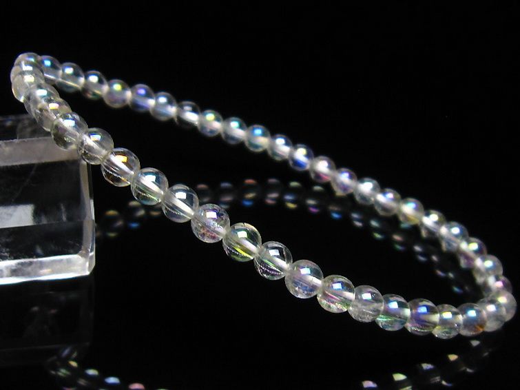 レインボーオーラ水晶 ブレスレット 4mm [T125-6038] 1枚目