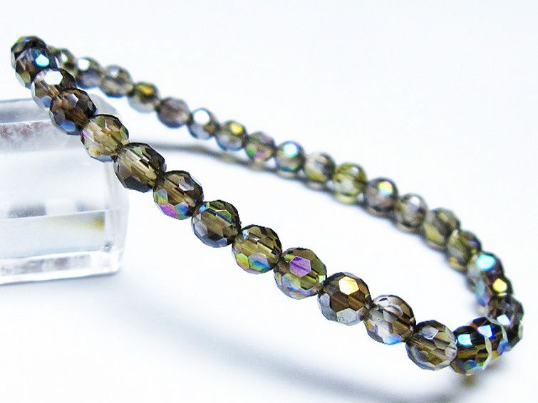 レインボーオーラ 64面カット ブレスレット 5mm [T125-6450] 1枚目