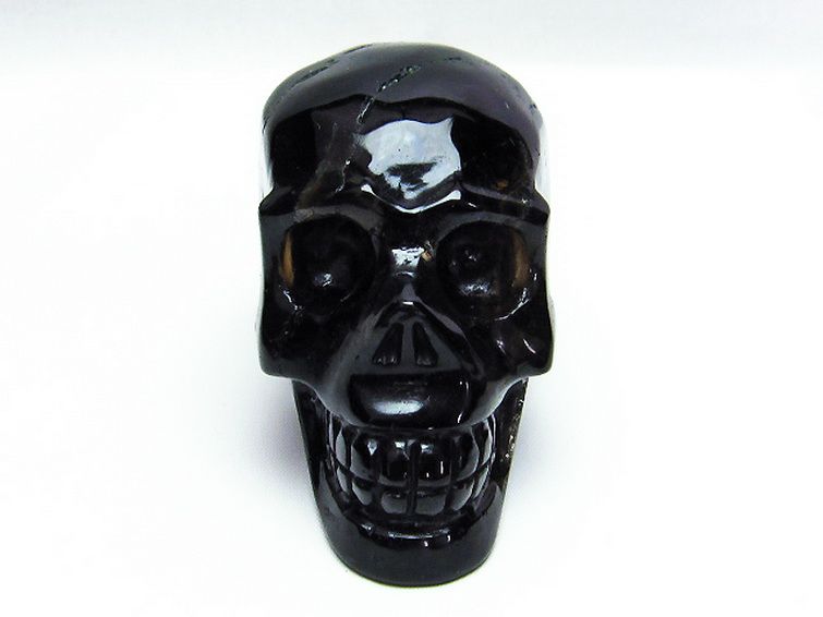 モリオン 純天然 黒水晶 ドクロ 置物[T130-1994] 1枚目