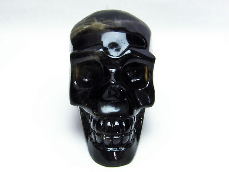 モリオン 純天然 黒水晶 ドクロ 置物[T130-2006] 1枚目