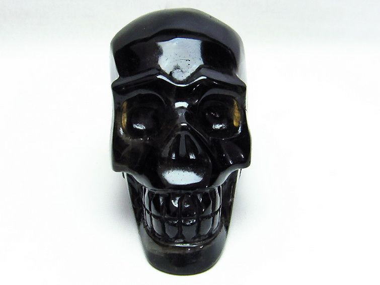 モリオン 純天然 黒水晶 ドクロ 置物[T130-2019] 1枚目