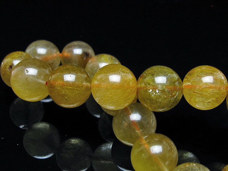 金針ルチル水晶 ブレスレット 13mm [t132-15746] 2枚目