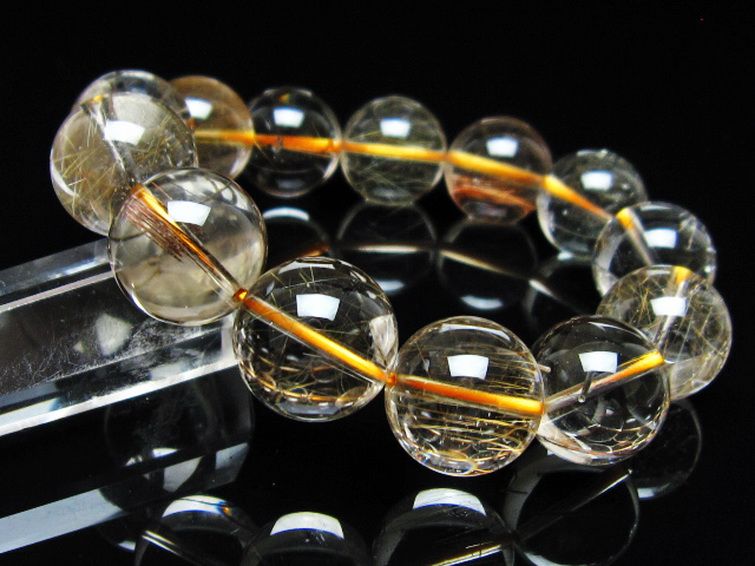 金針ルチル水晶 ブレスレット 16mm [t132-15946] 1枚目