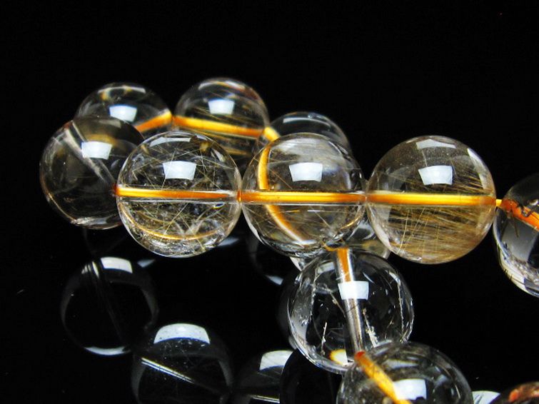 金針ルチル水晶 ブレスレット 16mm [t132-15946] 2枚目