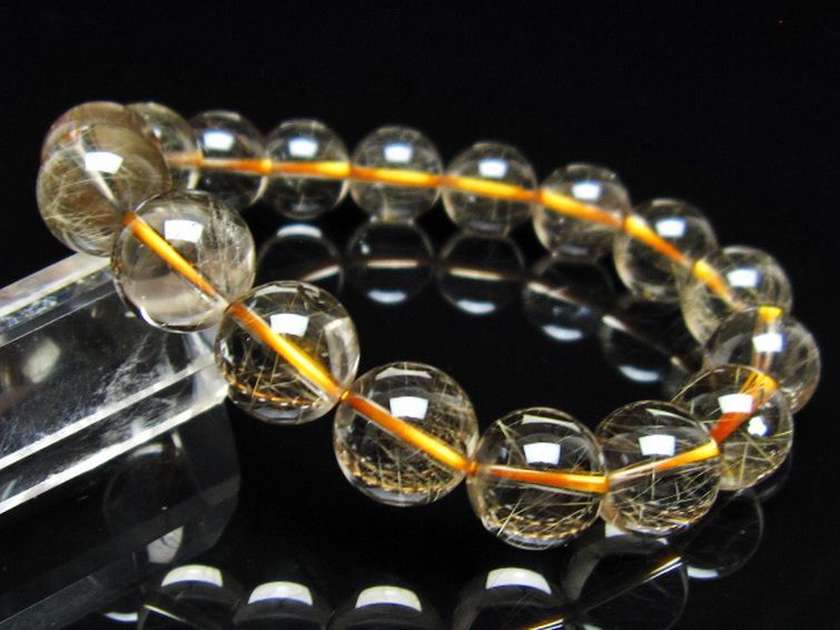 金針ルチル水晶 ブレスレット 12mm [t132-16017] 1枚目