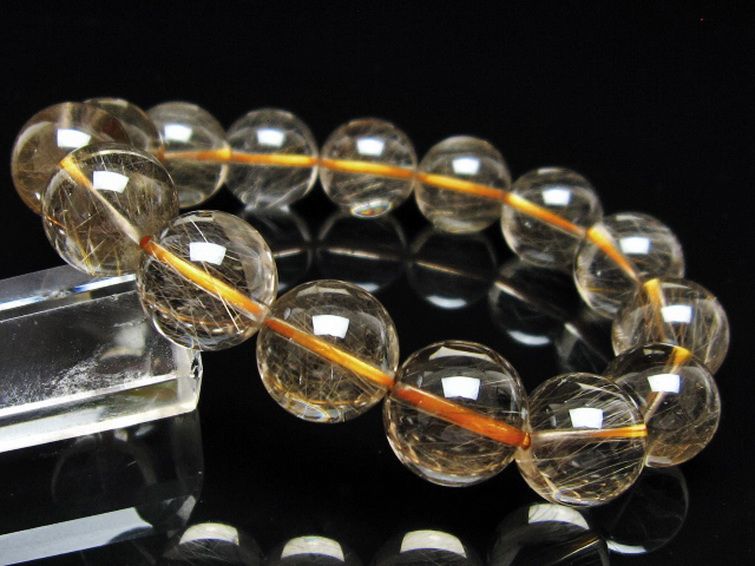 金針ルチル水晶 ブレスレット 14mm [t132-16022] 1枚目