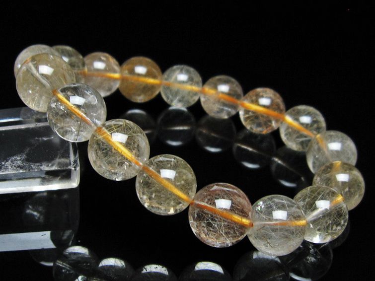 金針ルチル水晶 ブレスレット 12mm [t132-16030] 1枚目